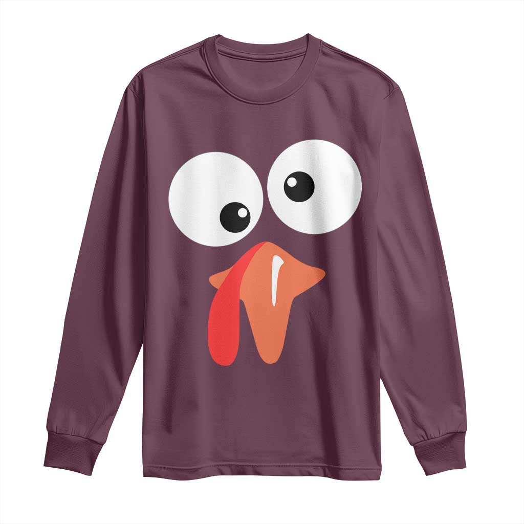 Funny Thanksgiving Long Sleeve Shirt Silly Turkey Autumn Season TS11 Maroon Print Your Wear