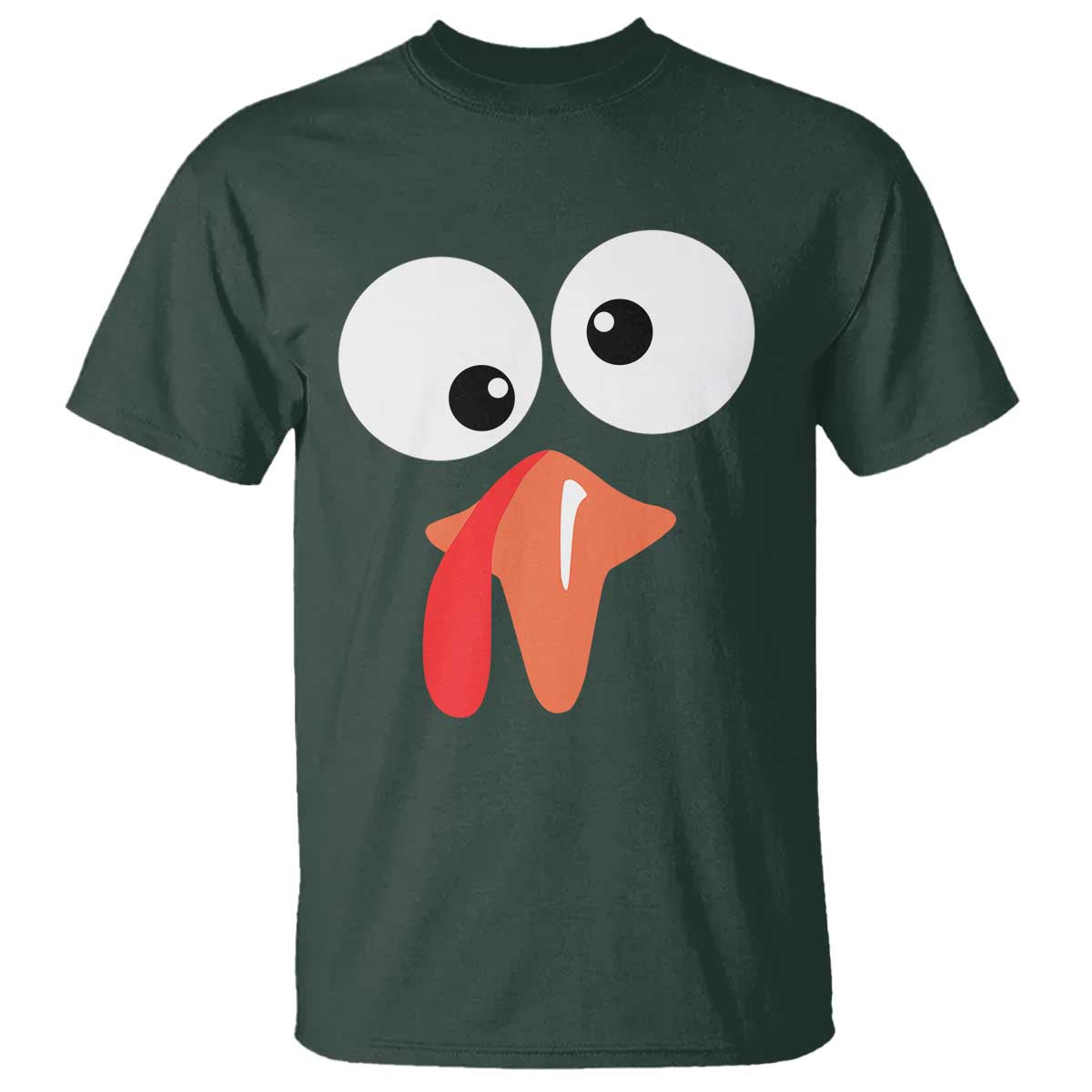 Funny Thanksgiving T Shirt Silly Turkey Autumn Season TS11 Dark Forest Green Print Your Wear