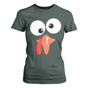 Funny Thanksgiving T Shirt For Women Silly Turkey Autumn Season TS11 Dark Forest Green Print Your Wear