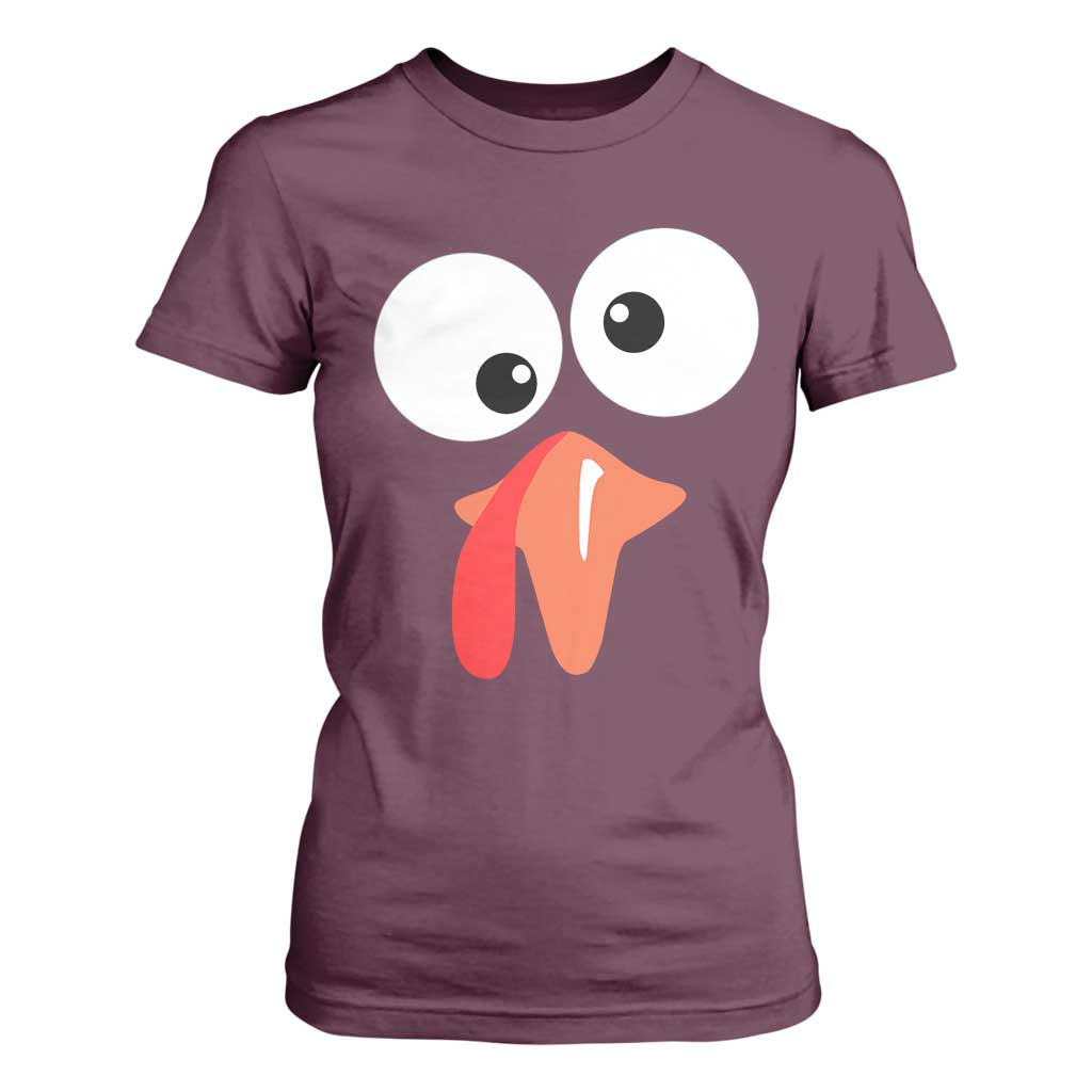 Funny Thanksgiving T Shirt For Women Silly Turkey Autumn Season TS11 Maroon Print Your Wear