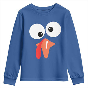 Funny Thanksgiving Youth Sweatshirt Silly Turkey Autumn Season TS11 Royal Blue Print Your Wear