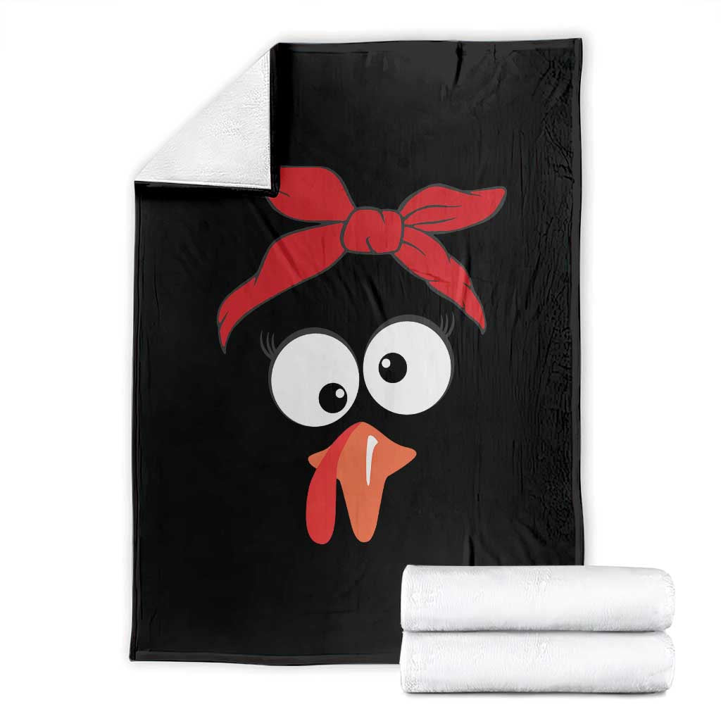 Funny Thanksgiving Throw Blanket Silly Turkey Autumn Season Hens Ribbon TS11 Black Print Your Wear