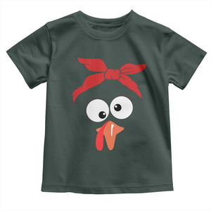 Funny Thanksgiving Baby Shirt Silly Turkey Autumn Season Hens Ribbon TS11 Dark Forest Green Print Your Wear
