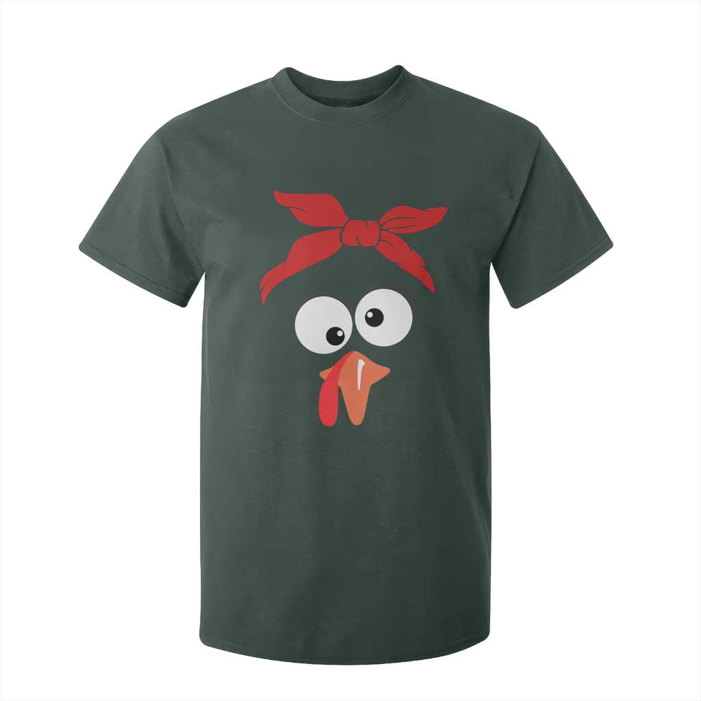 Funny Thanksgiving T Shirt For Kid Silly Turkey Autumn Season Hens Ribbon TS11 Dark Forest Green Print Your Wear