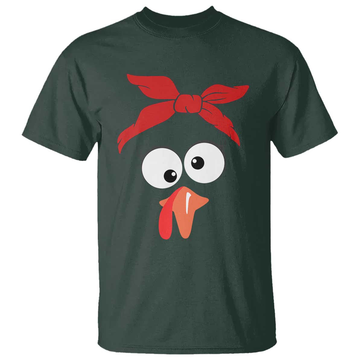 Funny Thanksgiving T Shirt Silly Turkey Autumn Season Hens Ribbon TS11 Dark Forest Green Print Your Wear