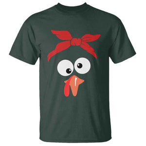 Funny Thanksgiving T Shirt Silly Turkey Autumn Season Hens Ribbon TS11 Dark Forest Green Print Your Wear