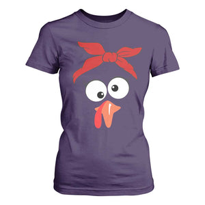 Funny Thanksgiving T Shirt For Women Silly Turkey Autumn Season Hens Ribbon TS11 Purple Print Your Wear