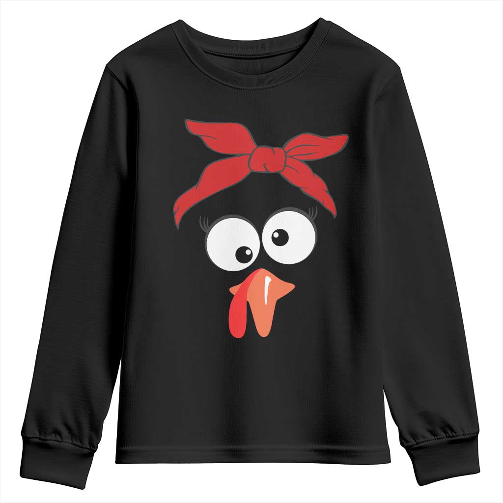 Funny Thanksgiving Youth Sweatshirt Silly Turkey Autumn Season Hens Ribbon TS11 Black Print Your Wear