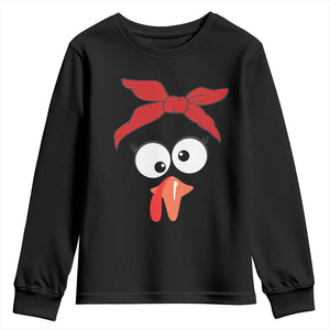 Funny Thanksgiving Youth Sweatshirt Silly Turkey Autumn Season Hens Ribbon TS11 Black Print Your Wear