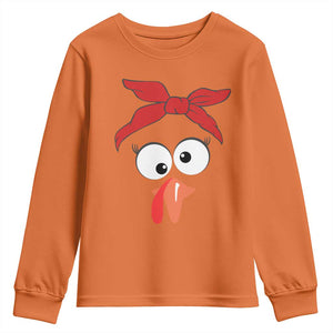 Funny Thanksgiving Youth Sweatshirt Silly Turkey Autumn Season Hens Ribbon TS11 Orange Print Your Wear