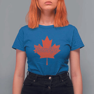 Thanksgiving Day T Shirt For Women Thankful Vintage Maple Leaf Canada TS11 Royal Blue Print Your Wear