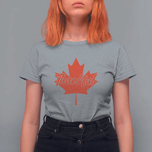 Thanksgiving Day T Shirt For Women Thankful Vintage Maple Leaf Canada TS11 Sport Gray Print Your Wear
