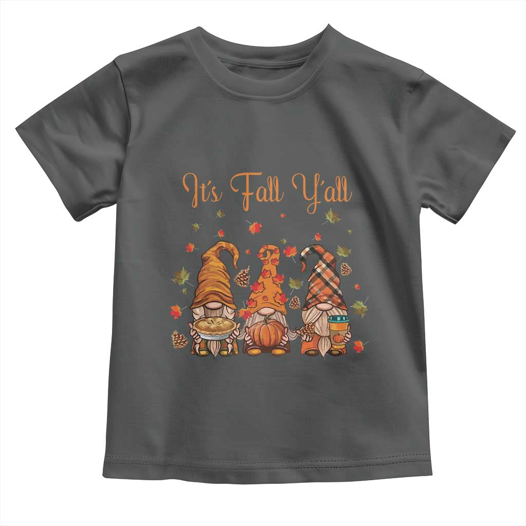 Autumn Season Baby Shirt It's Fall Y'all Gnomies Thanksgiving Maple Leaf TS11 Dark Heather Print Your Wear