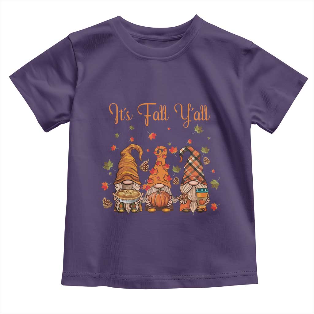 Autumn Season Baby Shirt It's Fall Y'all Gnomies Thanksgiving Maple Leaf TS11 Purple Print Your Wear