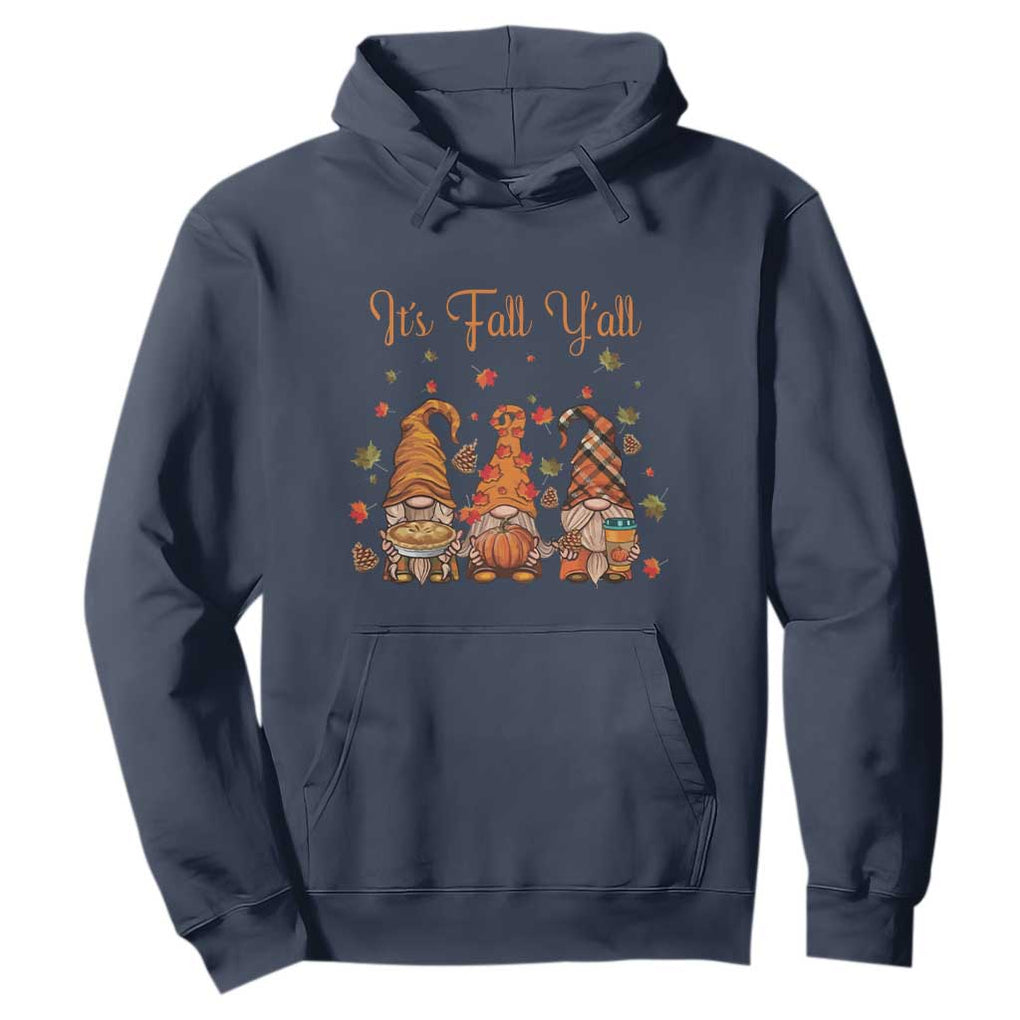 Autumn Season Hoodie It's Fall Y'all Gnomies Thanksgiving Maple Leaf TS11 Navy Print Your Wear