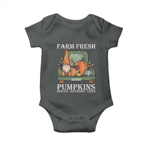 Thanksgiving Baby Onesie Farm Fresh Pumpkins Apples Hayrides Cider Autumn Season TS11 Dark Heather Print Your Wear