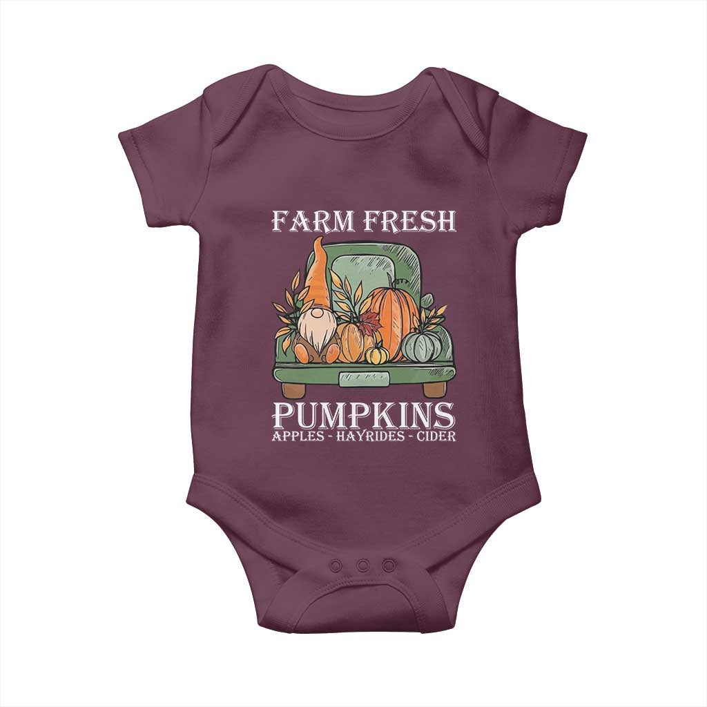 Thanksgiving Baby Onesie Farm Fresh Pumpkins Apples Hayrides Cider Autumn Season TS11 Maroon Print Your Wear