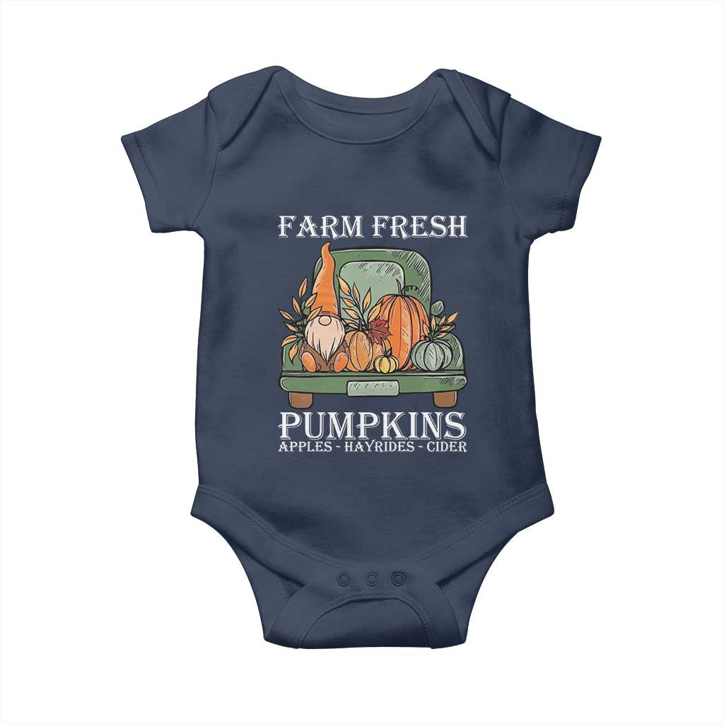 Thanksgiving Baby Onesie Farm Fresh Pumpkins Apples Hayrides Cider Autumn Season TS11 Navy Print Your Wear