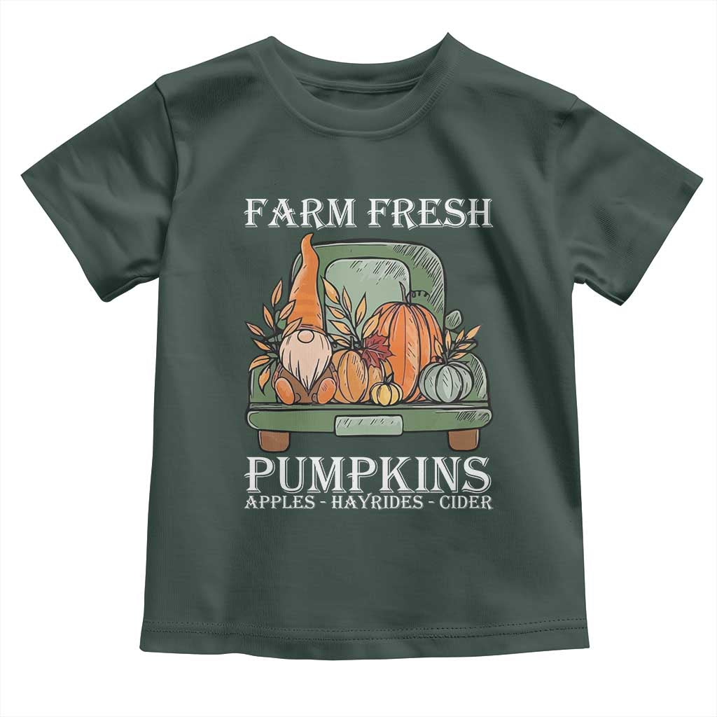 Thanksgiving Baby Shirt Farm Fresh Pumpkins Apples Hayrides Cider Autumn Season TS11 Dark Forest Green Print Your Wear