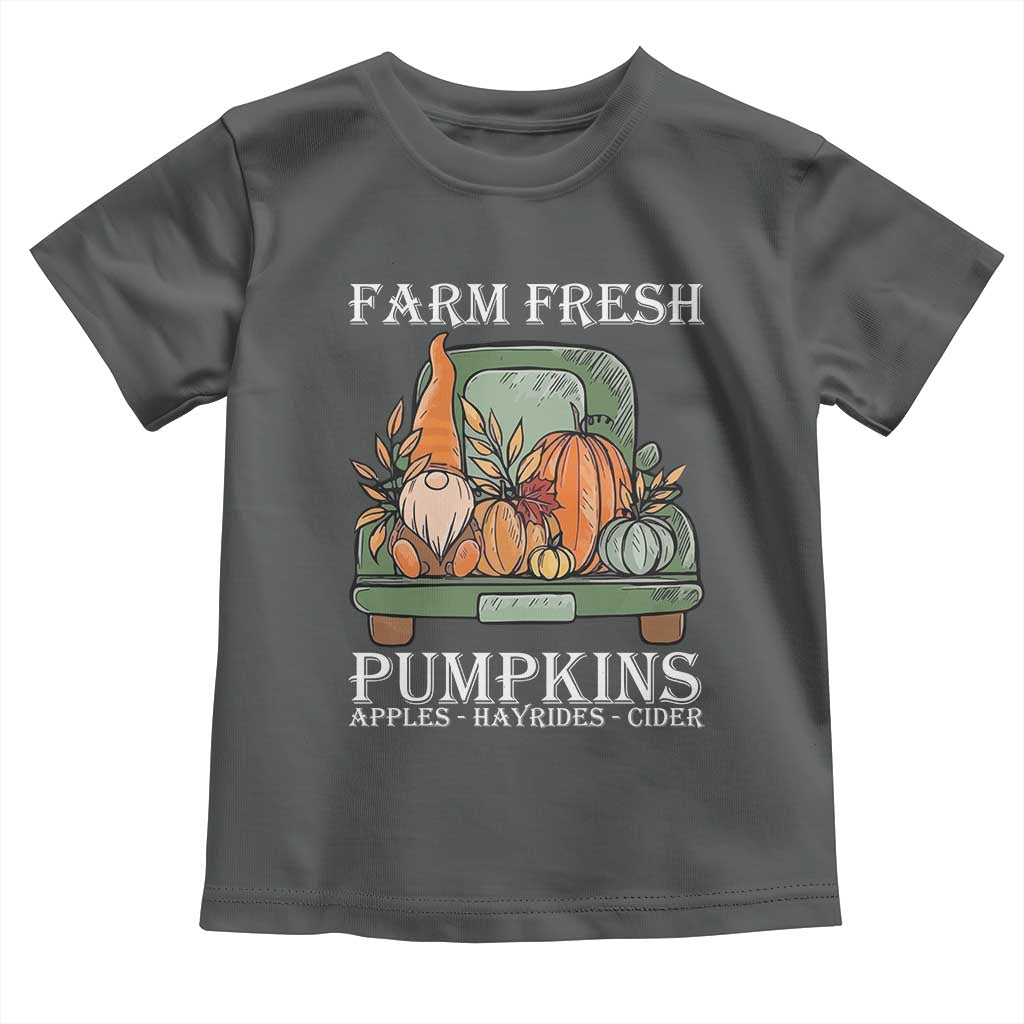 Thanksgiving Baby Shirt Farm Fresh Pumpkins Apples Hayrides Cider Autumn Season TS11 Dark Heather Print Your Wear