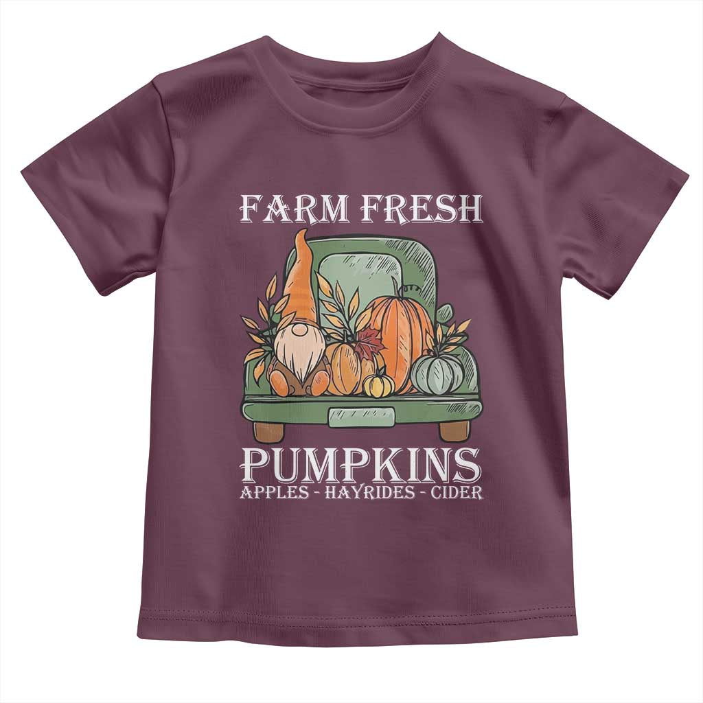 Thanksgiving Baby Shirt Farm Fresh Pumpkins Apples Hayrides Cider Autumn Season TS11 Maroon Print Your Wear