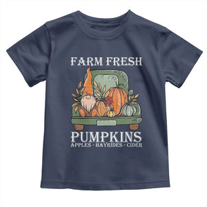Thanksgiving Baby Shirt Farm Fresh Pumpkins Apples Hayrides Cider Autumn Season TS11 Navy Print Your Wear