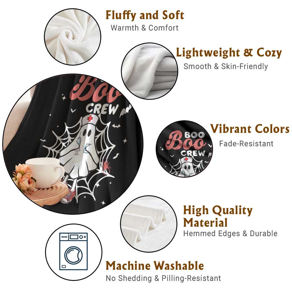 Halloween Nurse Throw Blanket Boo Boo Crew Cute Ghost Nursing TS11 Print Your Wear