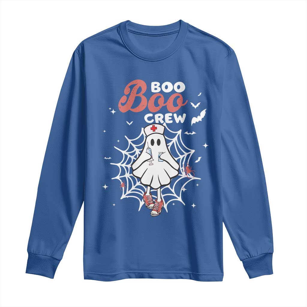 Halloween Nurse Long Sleeve Shirt Boo Boo Crew Cute Ghost Nursing TS11 Royal Blue Print Your Wear