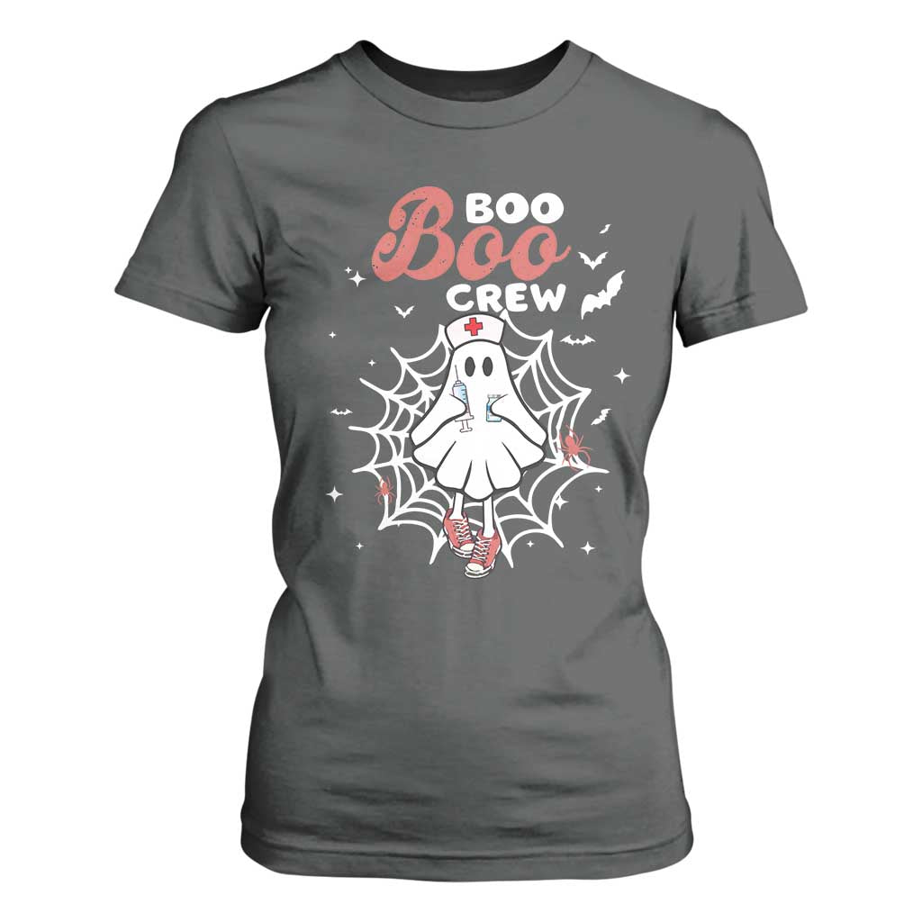 Halloween Nurse T Shirt For Women Boo Boo Crew Cute Ghost Nursing TS11 Dark Heather Print Your Wear