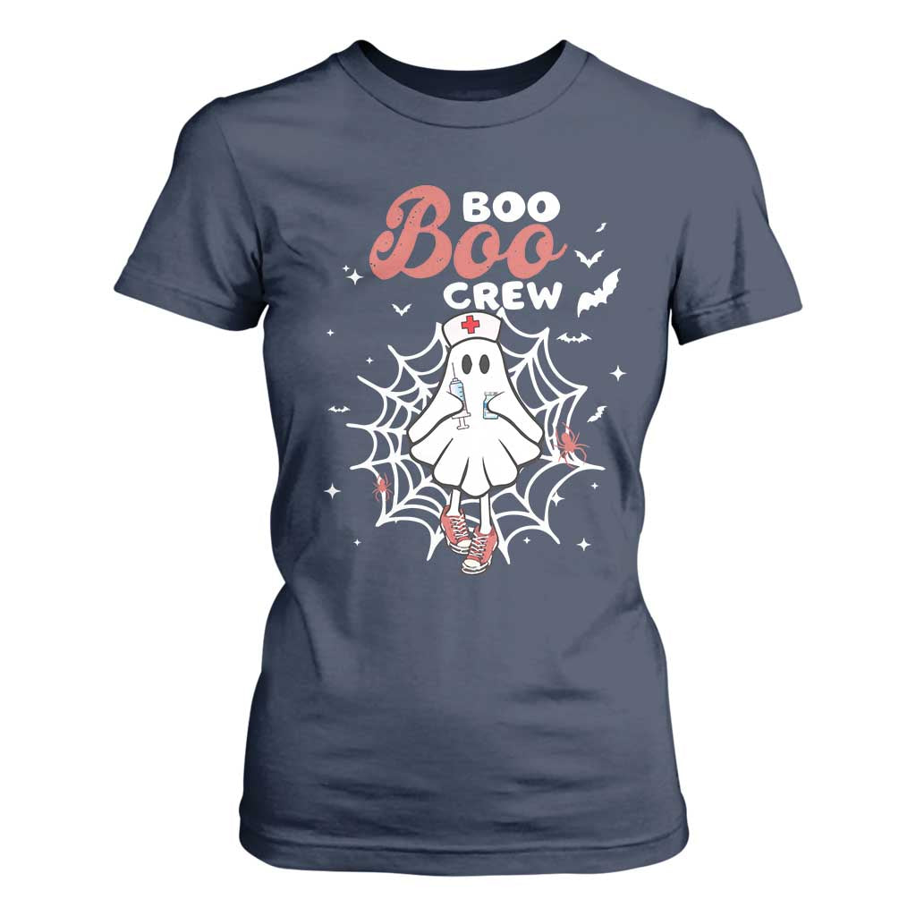 Halloween Nurse T Shirt For Women Boo Boo Crew Cute Ghost Nursing TS11 Navy Print Your Wear