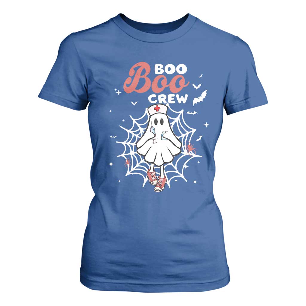 Halloween Nurse T Shirt For Women Boo Boo Crew Cute Ghost Nursing TS11 Royal Blue Print Your Wear