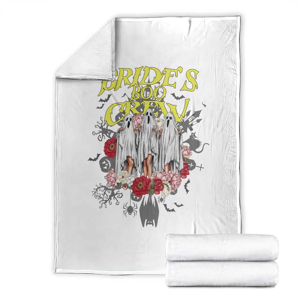 Halloween Bachelorette Party Throw Blanket Bride's Boo Crew Ghost Vintage Flower TS11 White Print Your Wear