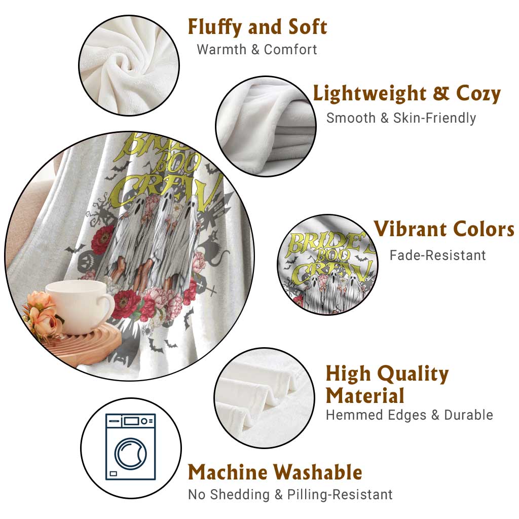 Halloween Bachelorette Party Throw Blanket Bride's Boo Crew Ghost Vintage Flower TS11 Print Your Wear