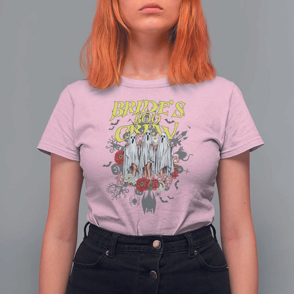 Halloween Bachelorette Party T Shirt For Women Bride's Boo Crew Ghost Vintage Flower TS11 Light Pink Print Your Wear