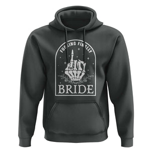 Funny Wedding Halloween Hoodie Fucking Finally Bride Skeleton Rings Bachelorette Party TS11 Dark Heather Print Your Wear