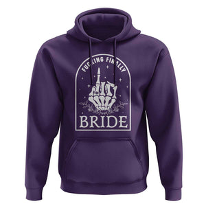 Funny Wedding Halloween Hoodie Fucking Finally Bride Skeleton Rings Bachelorette Party TS11 Purple Print Your Wear