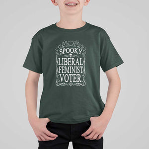 Kamala Halloween T Shirt For Kid Spooky Liberal Feminist Voter Witch Skull Election TS11 Dark Forest Green Print Your Wear