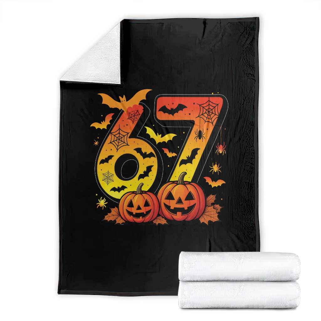 Funny 67 Halloween Throw Blanket Spooky Six Seven Meme Gen Alpha Slang TS11 Black Print Your Wear