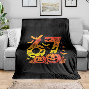 Funny 67 Halloween Throw Blanket Spooky Six Seven Meme Gen Alpha Slang TS11 Print Your Wear