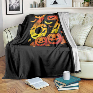 Funny 67 Halloween Throw Blanket Spooky Six Seven Meme Gen Alpha Slang TS11 Print Your Wear