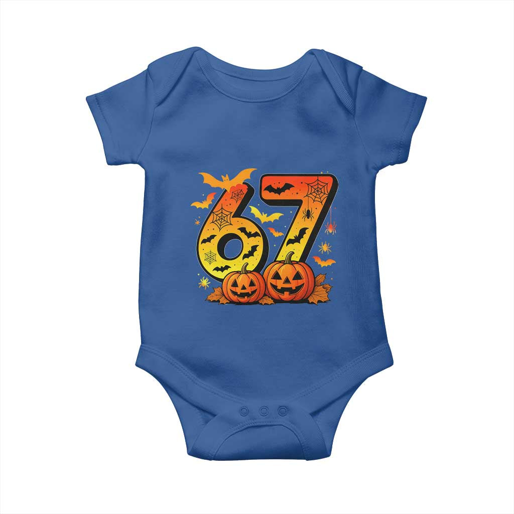 Funny 67 Halloween Baby Onesie Spooky Six Seven Meme Gen Alpha Slang TS11 Royal Blue Print Your Wear
