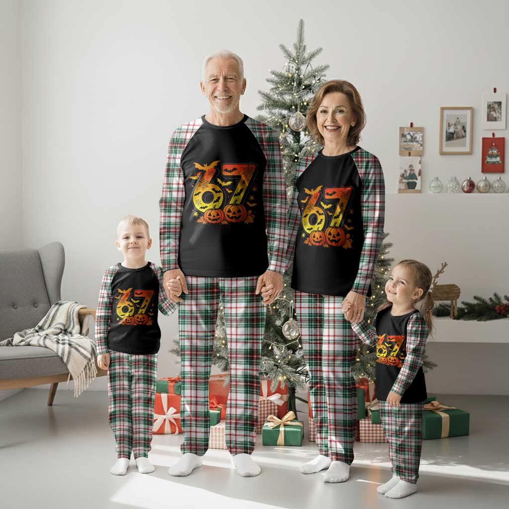 Funny 67 Halloween Plaid Pajama Set Spooky Six Seven Meme Gen Alpha Slang TS11 Christmas Plaid Print Your Wear