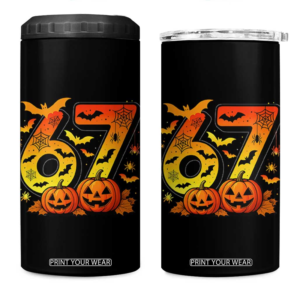 Funny 67 Halloween 4 in 1 Can Cooler Tumbler Spooky Six Seven Meme Gen Alpha Slang TS11 One Size: 16 oz Black Print Your Wear