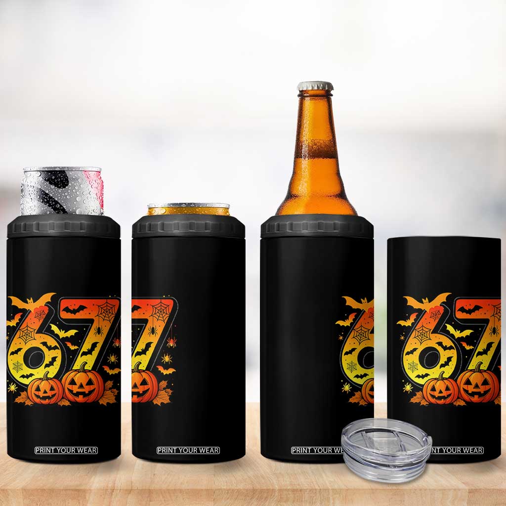 Funny 67 Halloween 4 in 1 Can Cooler Tumbler Spooky Six Seven Meme Gen Alpha Slang TS11 Print Your Wear