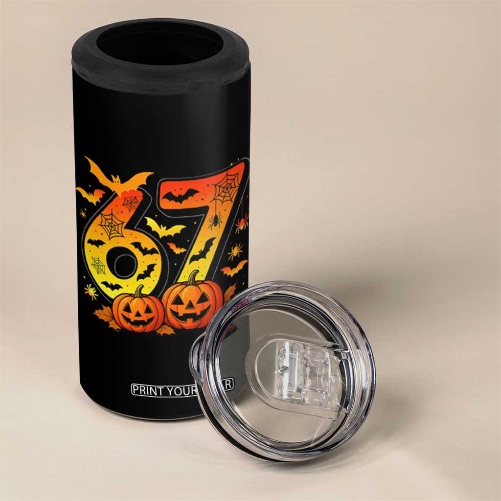 Funny 67 Halloween 4 in 1 Can Cooler Tumbler Spooky Six Seven Meme Gen Alpha Slang TS11 Print Your Wear