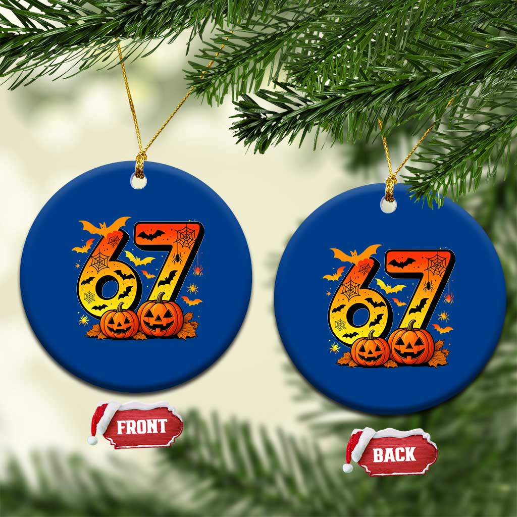 Funny 67 Halloween Ceramic Ornament Spooky Six Seven Meme Gen Alpha Slang TS11 1pc Blue Print Your Wear