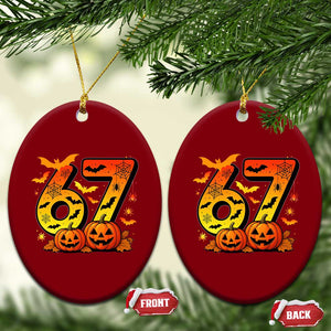 Funny 67 Halloween Ceramic Ornament Spooky Six Seven Meme Gen Alpha Slang TS11 Print Your Wear