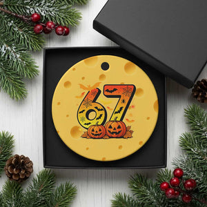 Funny 67 Halloween Ceramic Ornament Spooky Six Seven Meme Gen Alpha Slang TS11 1pc Yellow Cheese Print Your Wear