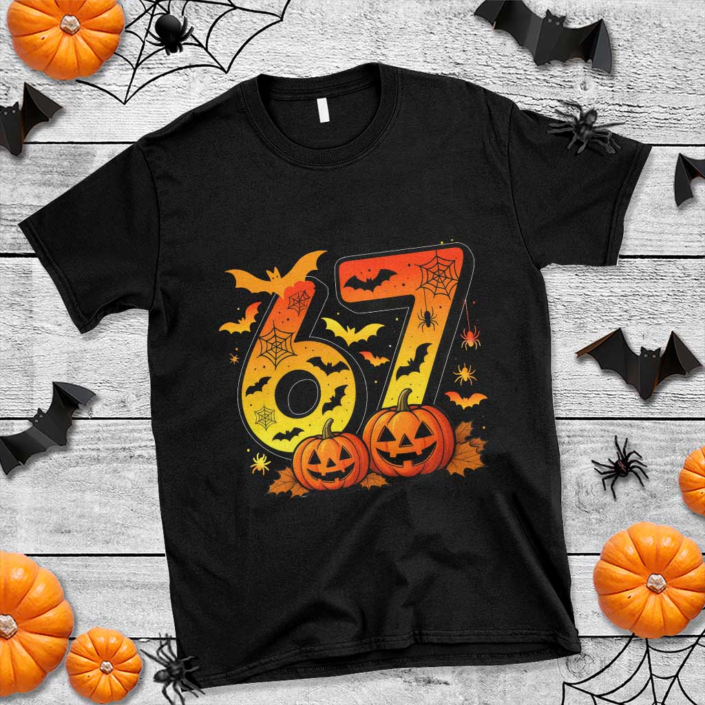 Funny 67 Halloween T Shirt Spooky Six Seven Meme Gen Alpha Slang TS11 Black Print Your Wear