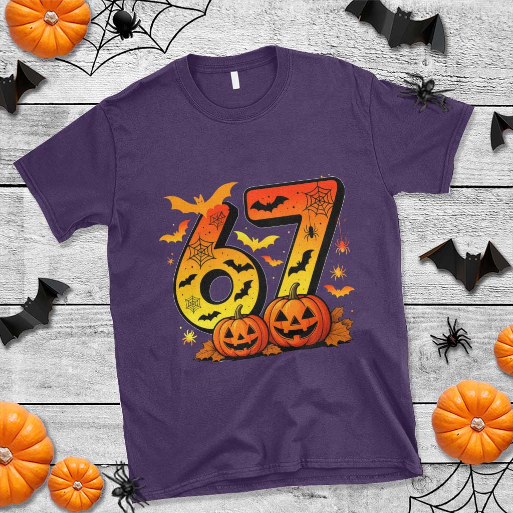Funny 67 Halloween T Shirt Spooky Six Seven Meme Gen Alpha Slang TS11 Purple Print Your Wear